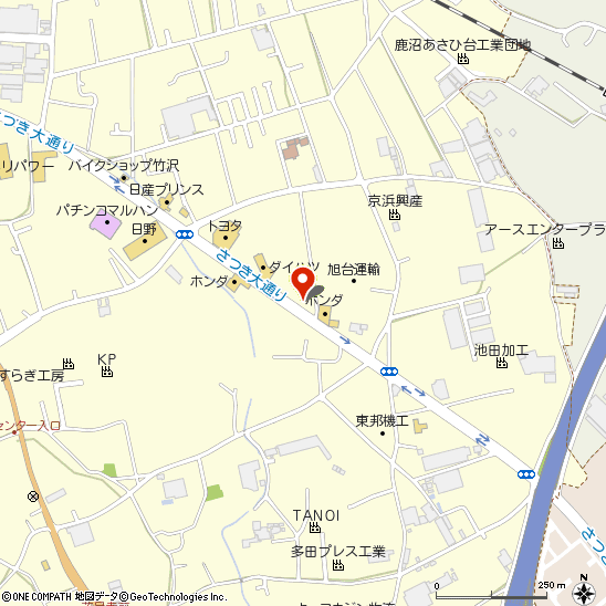 タイヤサービス鹿沼付近の地図